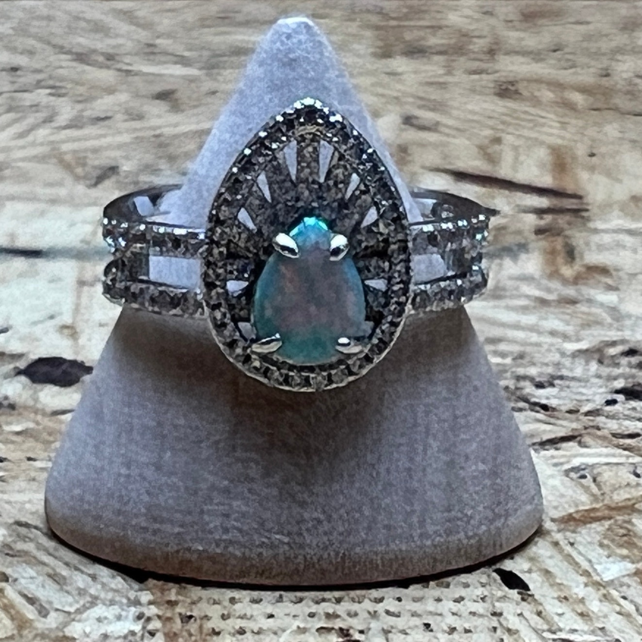 Bomb Party Love Yourself Always Lab Grown Pale Green Fire Opal Stone Size 9 Ring